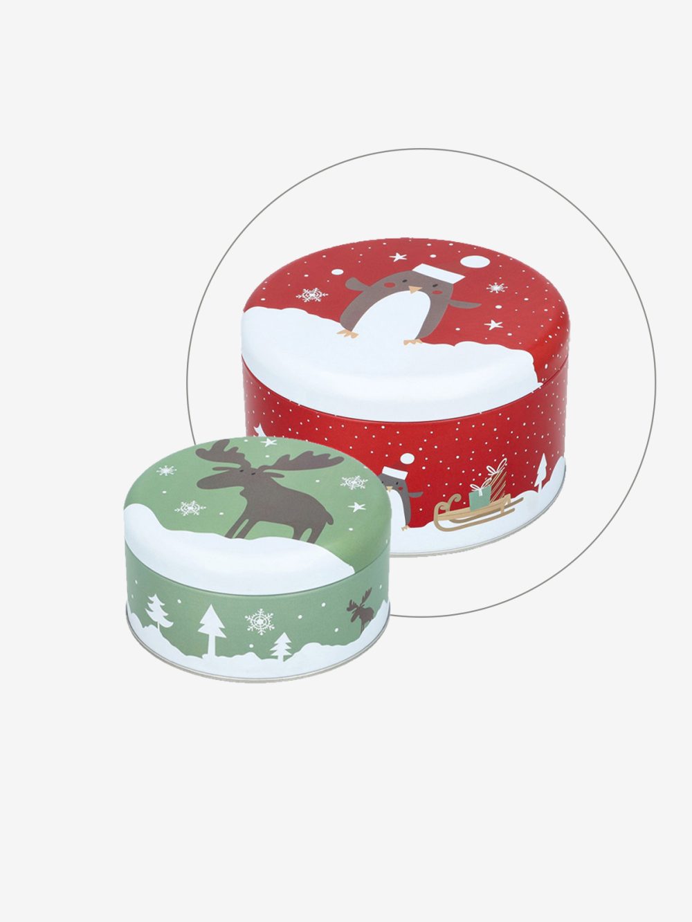 Birkmann okrogla kovinska škatla Christmas Animals M - Image 1