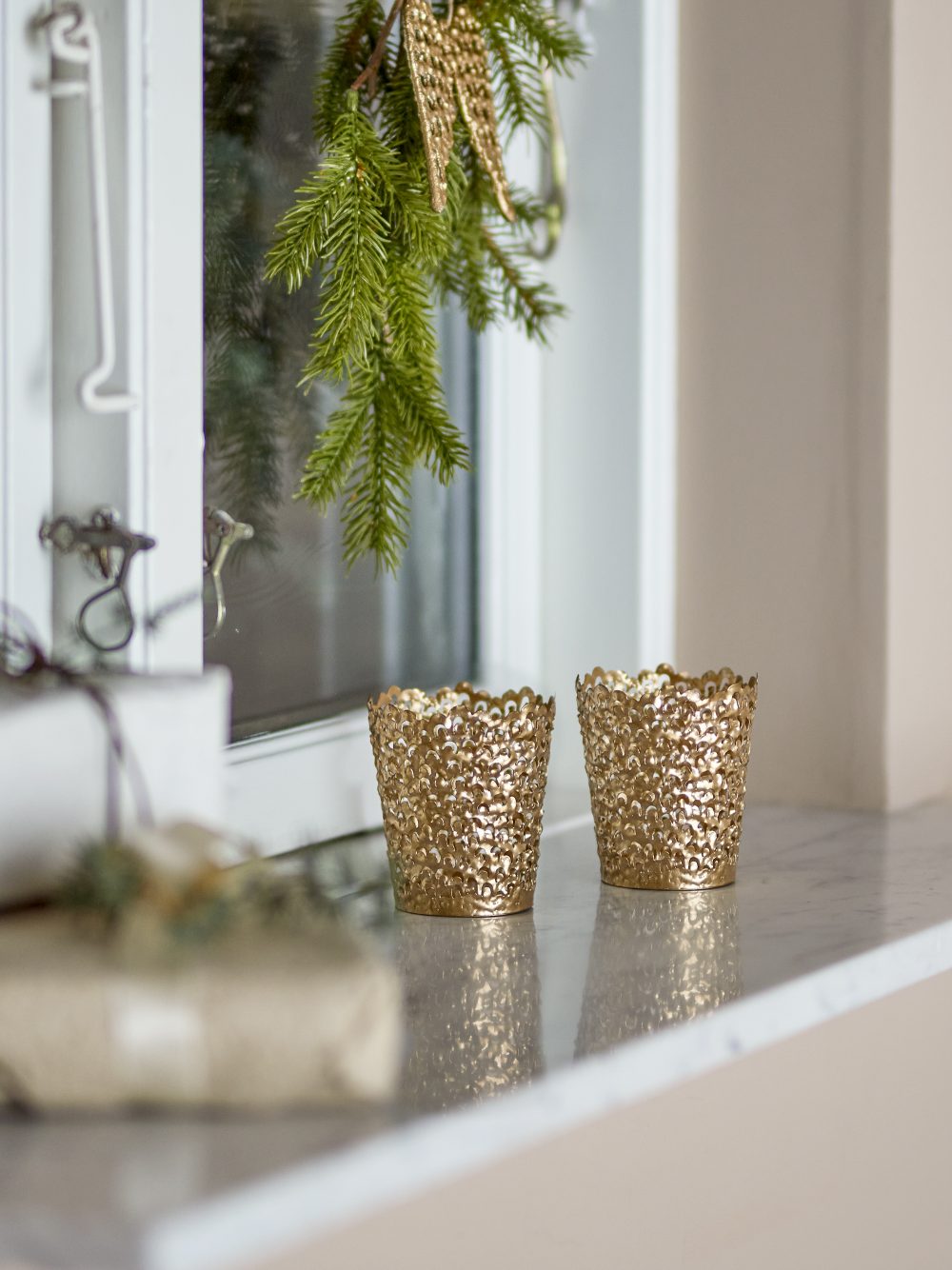 Zlat kovinski svečnik Mizou 2 kos - Image 2